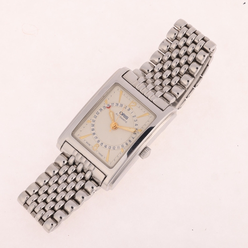 1011 - ORIS - a stainless steel Pointer Date Rectangular automatic calendar bracelet watch, ref. B7460, cir... 