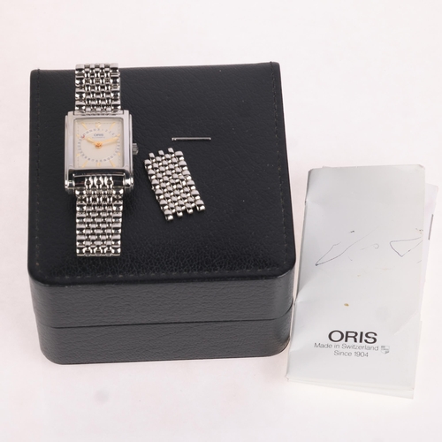 1011 - ORIS - a stainless steel Pointer Date Rectangular automatic calendar bracelet watch, ref. B7460, cir... 