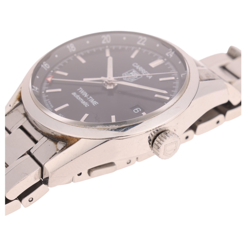 1013 - TAG HEUER - a stainless steel Carrera Twin-Time automatic calendar bracelet watch, ref. WV2115-0, bl... 