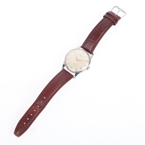 1016 - LONGINES - a Vintage stainless steel Calatrava mechanical wristwatch, ref. 5356, circa 1957, silvere... 