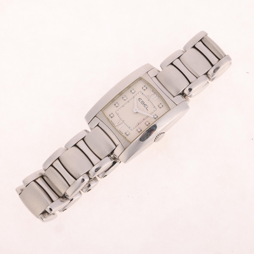 1027 - EBEL - a lady's stainless steel Brasilia quartz bracelet watch, ref. E9976M22, silvered dial with di... 