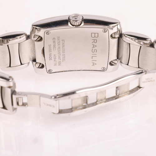 1027 - EBEL - a lady's stainless steel Brasilia quartz bracelet watch, ref. E9976M22, silvered dial with di... 