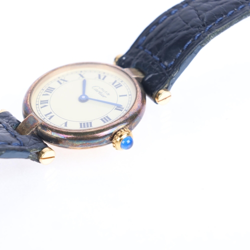 1028 - MUST DE CARTIER - a lady's Vintage vermeil sterling silver Vendome quartz wristwatch, ref. 590004, c... 