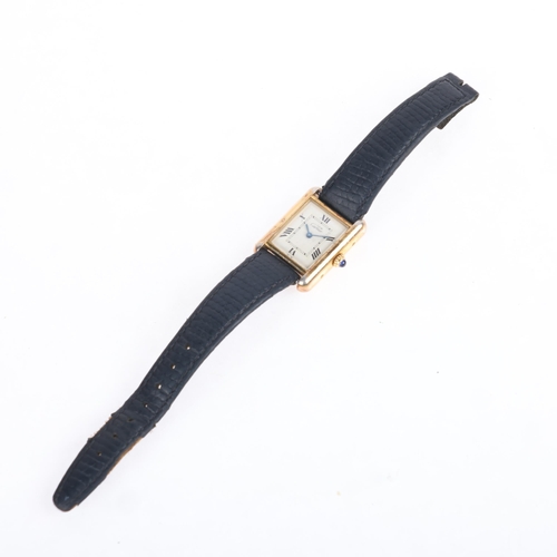 1029 - MUST DE CARTIER - a mid-size vermeil sterling silver Tank quartz wristwatch, ref. 2415, circa 2001, ... 