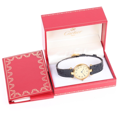 1030 - MUST DE CARTIER - a lady's vermeil sterling silver Vendome quartz wristwatch, ref. 590004, circa 199... 