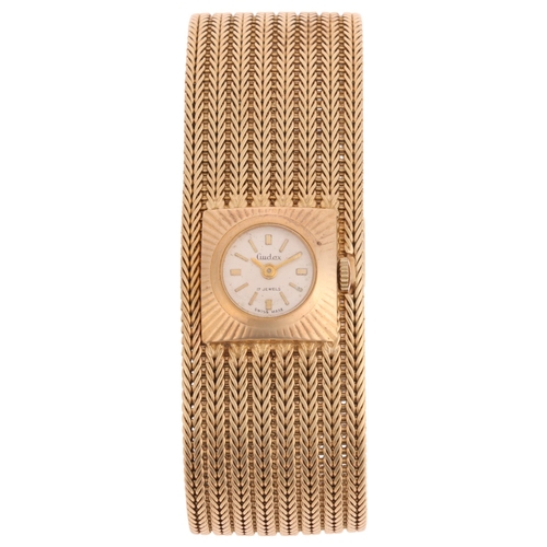 1032 - AUDAX - a lady's Vintage 9ct gold mechanical bracelet watch, circa 1960s, silvered dial with applied... 