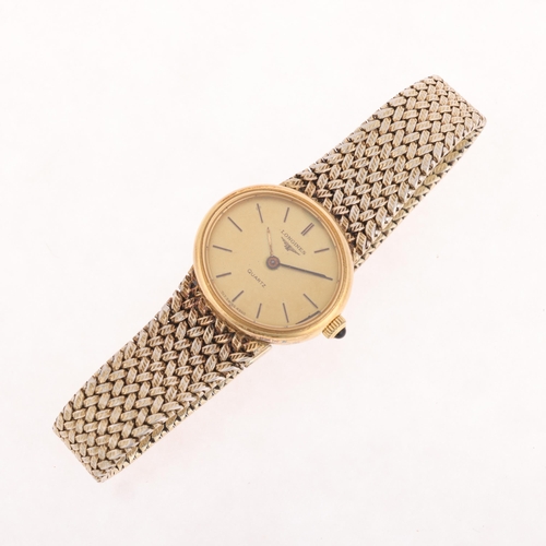 1037 - LONGINES - a lady's gold plated stainless steel quartz bracelet watch, ref. 717 4360, circa 1980s, c... 