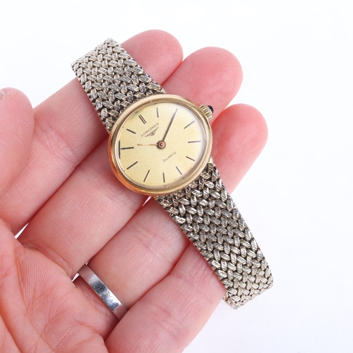 1037 - LONGINES - a lady's gold plated stainless steel quartz bracelet watch, ref. 717 4360, circa 1980s, c... 