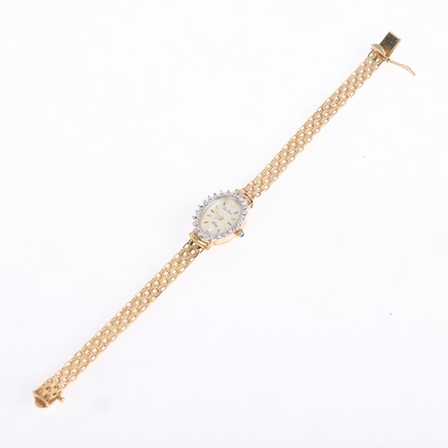 1038 - LUCIEN PICCARD - a lady's 14ct gold diamond quartz bracelet watch, ref. 23018, mother-of-pearl dial ... 