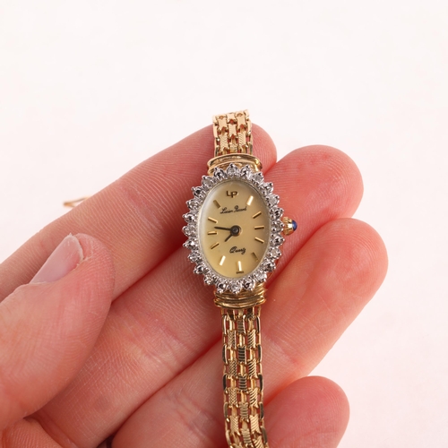 1038 - LUCIEN PICCARD - a lady's 14ct gold diamond quartz bracelet watch, ref. 23018, mother-of-pearl dial ... 