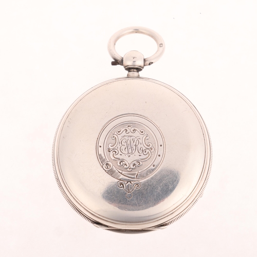 1043 - A late 19th century silver open-face key-wind pocket watch, by John Wilson of Newcastle, white ename... 