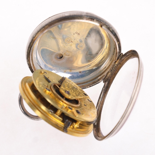 1044 - An early 19th century silver open-face keyless pocket watch, by C Buckingham of Rotherham, silvered ... 