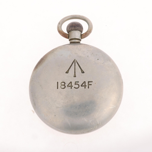 1046 - A First World War Period British Military Issue open-face keyless pocket watch, white enamel dial wi... 