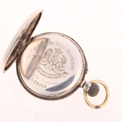 1049 - SIR JOHN BENNETT - a late 19th century silver open-face keyless pocket watch, white enamel dial with... 