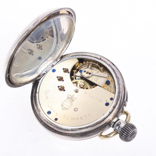 1049 - SIR JOHN BENNETT - a late 19th century silver open-face keyless pocket watch, white enamel dial with... 