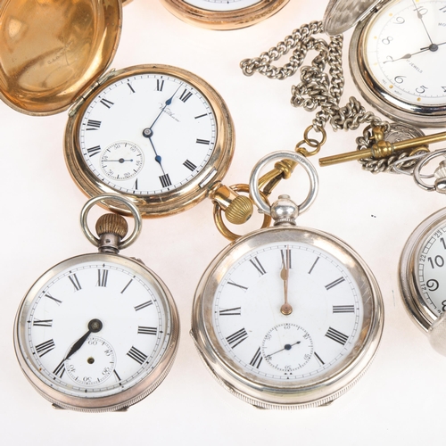 1055 - A quantity of pocket watches, including gold plated and silver examples