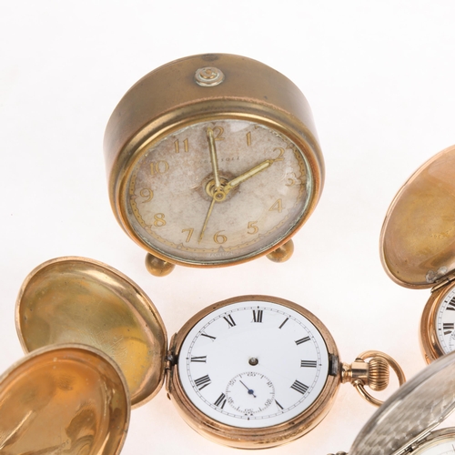 1055 - A quantity of pocket watches, including gold plated and silver examples