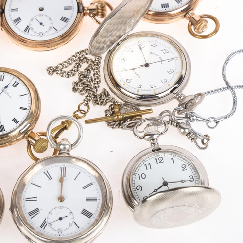 1055 - A quantity of pocket watches, including gold plated and silver examples