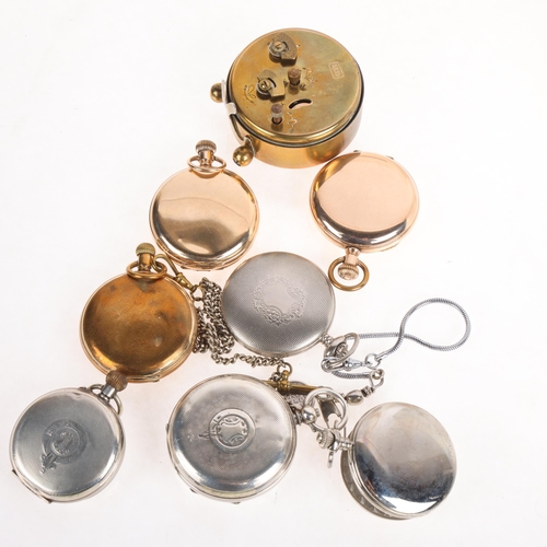 1055 - A quantity of pocket watches, including gold plated and silver examples