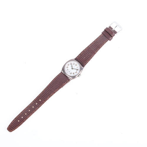 1057 - OMEGA - a First World War Period sterling silver Officer's style trench mechanical wristwatch, white... 