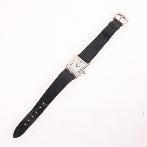 1058 - ROY KING - a sterling silver 'Tank' mechanical wristwatch, white dial with Roman numeral hour marker... 