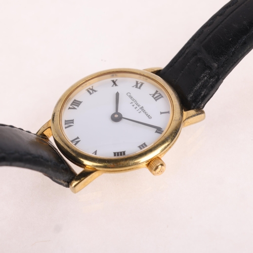 1059 - CHRISTIAN BERNARD - a lady's gold plated stainless steel quartz wristwatch, ref. 1390, white dial wi... 