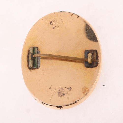 1106 - A late 18th century sepia watercolour miniature mourning brooch, the oval watercolour on ivory panel... 