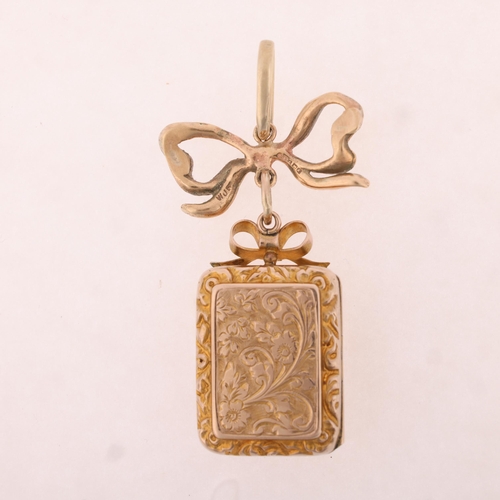 1108 - An Antique 9ct rose gold 'Vinaigrette' locket pendant, circa 1900, rectangular form with relief embo... 