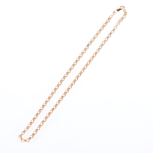 1169 - A 9ct rose gold belcher link chain necklace, 40cm, 9g