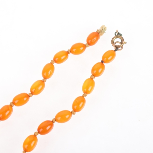 1175 - A Vintage single-strand graduated amber bead necklace, beads ranging from 18.4-9.7mm, 40cm, 19.3g