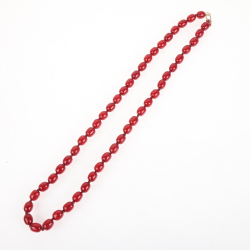 1177 - A Vintage single-strand cherry amber bead necklace, beads measure approx 12.5mm, 70cm, 50.7g