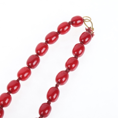 1177 - A Vintage single-strand cherry amber bead necklace, beads measure approx 12.5mm, 70cm, 50.7g