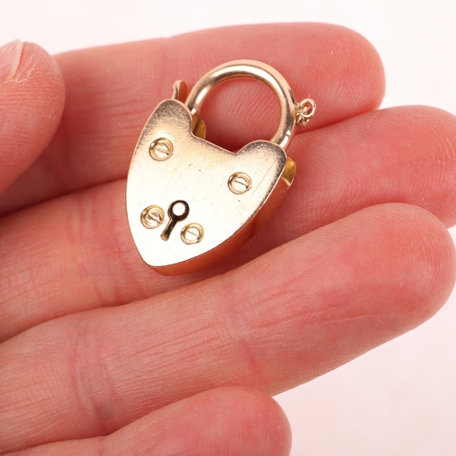 1203 - An Antique 15ct rose gold heart padlock clasp, 26.1mm, 5.2g