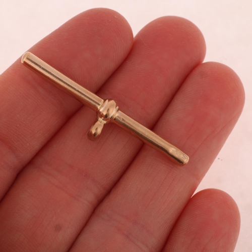 1211 - An Antique 9ct rose gold T-bar, indistinct maker, 38.8mm, 1.4g