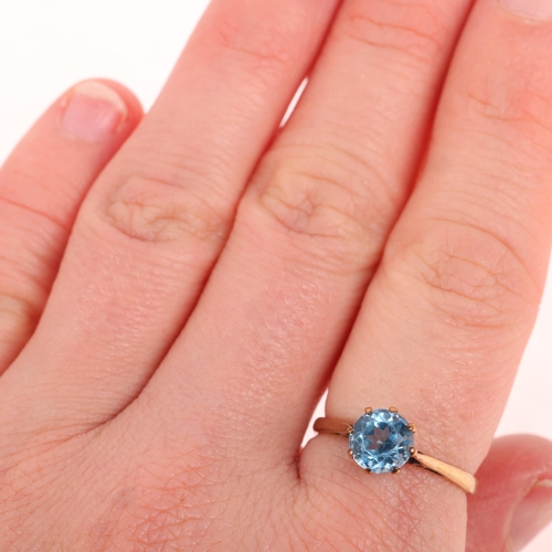 1237 - A 9ct gold single stone blue paste ring, setting height 2.1mm, size N, 1.7g