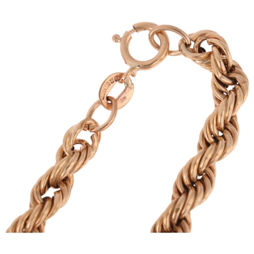 1293 - A 9ct gold rope twist chain bracelet, 19cm, 2.6g