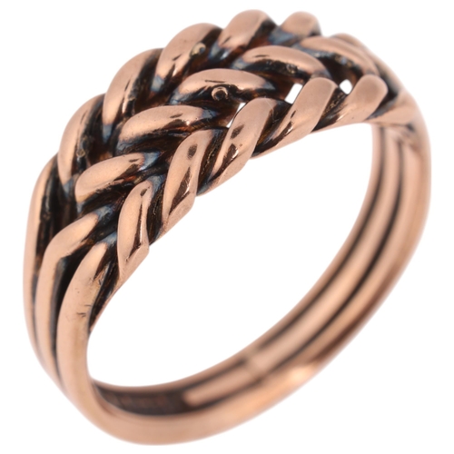 1343 - An Antique 9ct rose gold keeper ring, maker WM, Chester 1901, setting height 7.5mm, size N, 3.6g