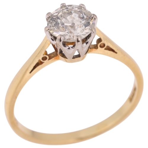 1370 - An 18ct gold 1ct single stone diamond ring, maker GL Ltd, claw set with round transitional-cut diamo... 