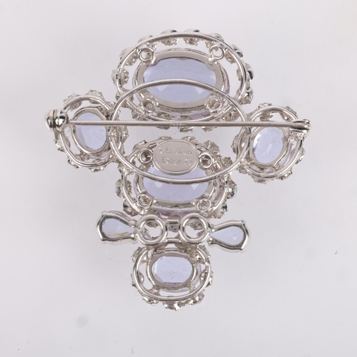 1447 - CHRISTIAN DIOR - a Vintage chrome plated paste brooch, 51.3mm, 15.3g