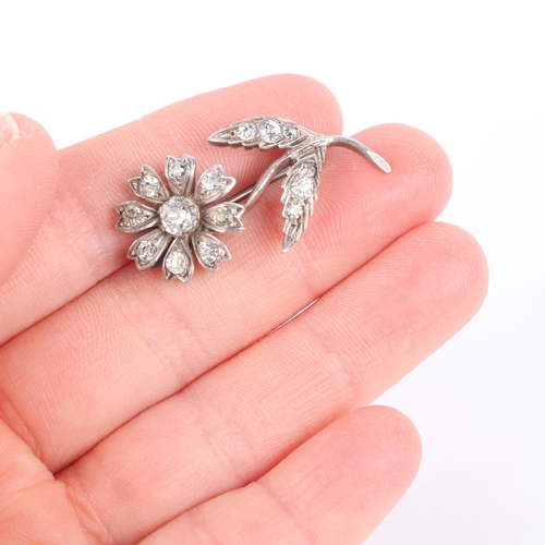 1452 - An Antique silver paste flower brooch, 35.1mm, 6.3g