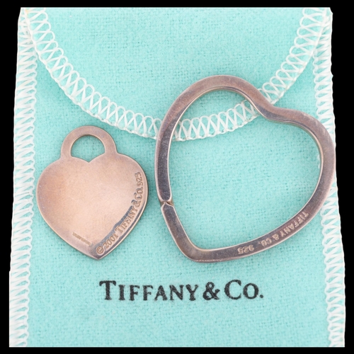 1458 - TIFFANY & CO - a sterling silver heart key ring and toggle pendant, key ring 34mm, 13.8g total (2)