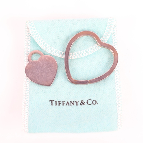 1458 - TIFFANY & CO - a sterling silver heart key ring and toggle pendant, key ring 34mm, 13.8g total (2)