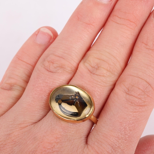 1468 - A modern silver-gilt Essex Crystal 'Horse Head' ring, setting height 15.6mm, size M, 4.6g