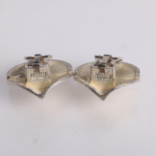 1480 - LAPPONIA - a pair of Finnish modernist sterling silver-gilt abstract clip-on earrings, in style of B... 