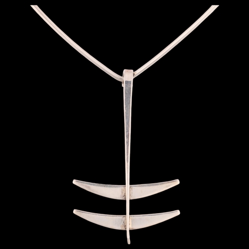 1483 - ERLING CHRISTOFFERSEN - a Norwegian modernist sterling silver 'Anchor' pendant neck torque, on David... 