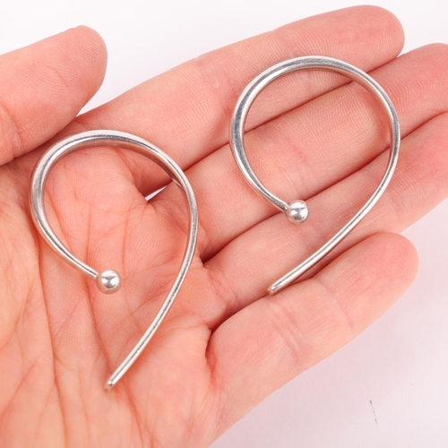 1501 - KIRSTER PONTOPPIDAN - a pair of Danish modernist sterling silver ear cuffs, plain spiral form with b... 