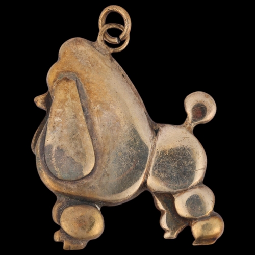 1539 - A silver-gilt Poodle dog pendant, maker AA, Sheffield 1982, 23.6mm, 7.4g