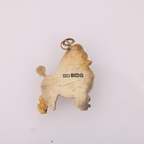 1539 - A silver-gilt Poodle dog pendant, maker AA, Sheffield 1982, 23.6mm, 7.4g