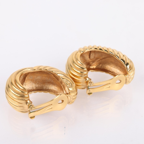 1547 - VALENTINO - a pair of gilt-metal clip-on earrings, 30.7mm, 34g