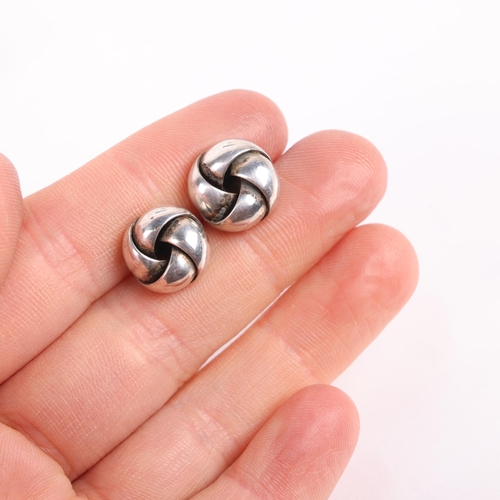 1583 - 3 pairs of Danish silver knot cufflinks, makers include Bernhard Hertz, 12.5mm, 23.5g total (3 pairs... 